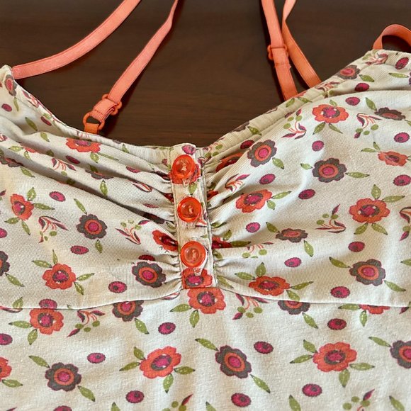 Free People Beige Strappy Camisole Crop Top with Red Roses L - Picture 6 of 6